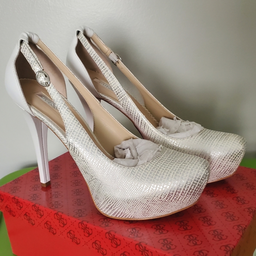 Elegant Silver And White High Heels
